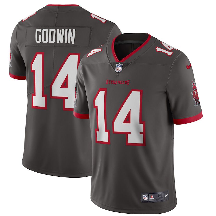 Men Tampa Bay Buccaneers 14 Chris Godwin Nike Pewter Alternate Vapor Limited NFL Jersey